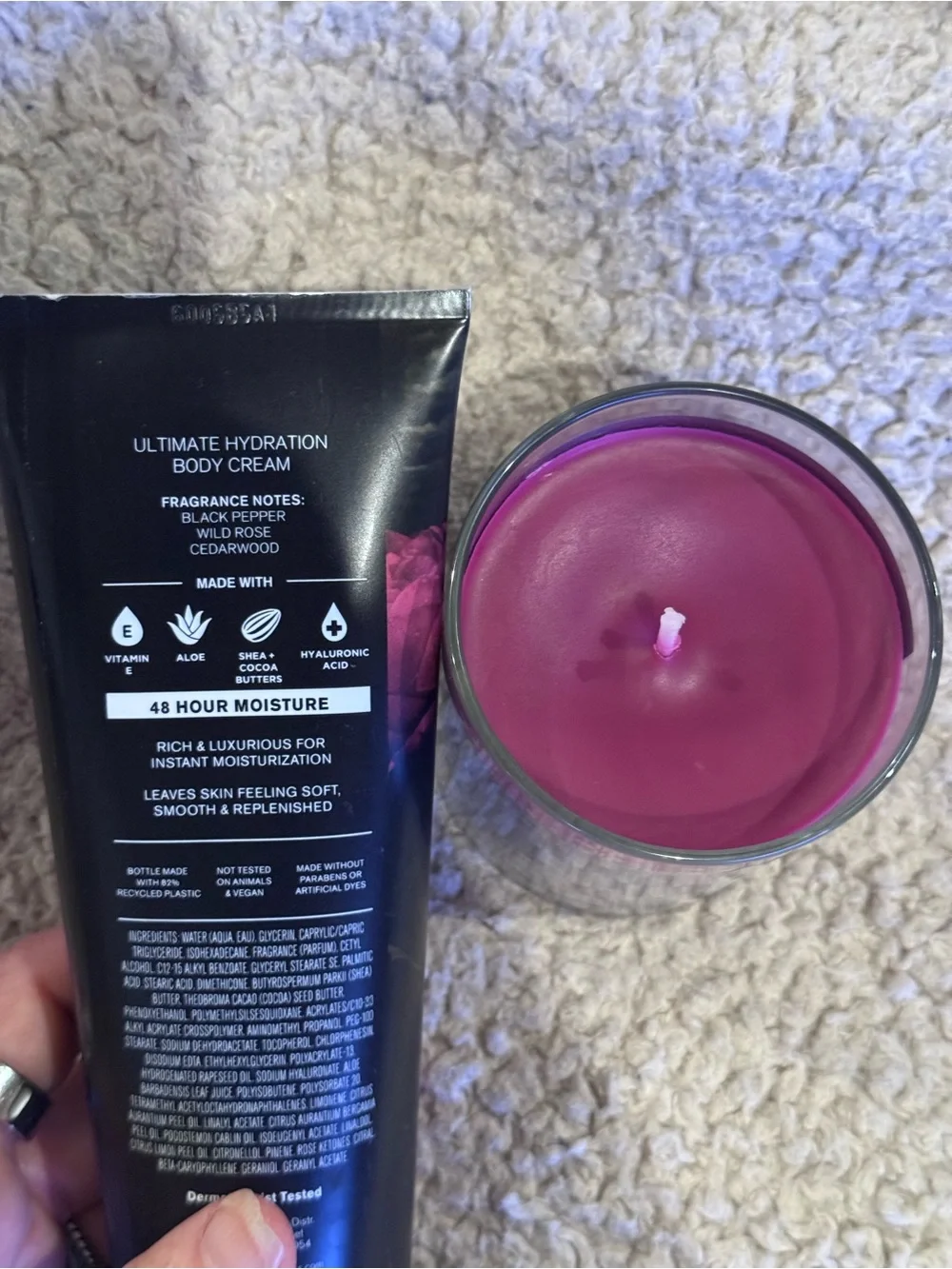 Lot New With Tags Bath And Body Works Men’s Nocturnal Rose Body Cream + Candle